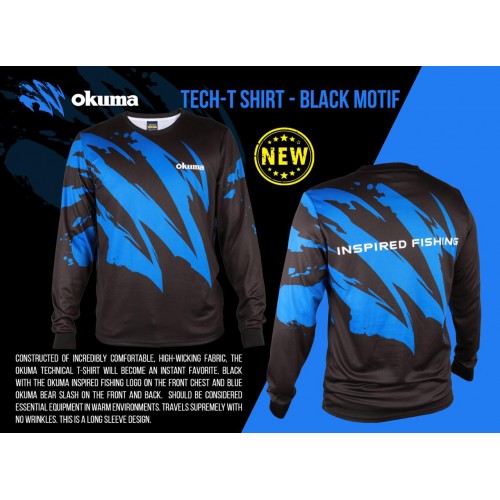 SHIRT OKUMA BLK/BLU CLAW-M LS SHIRT OKUMA BLK/BLU CLAW-M LS